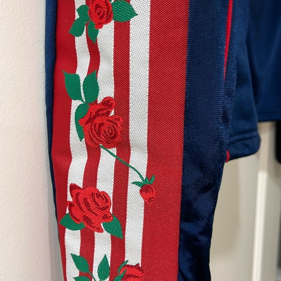 Rare ADIDAS track top . Beautiful blue with red roses on arms. - Picture 6 of 7